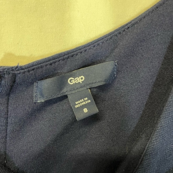 Gap Navy A - Line Tank Dress Pleating Cotton Blend Academia School Girl Size 8 - Picture 4 of 6